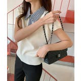 【チェック襟×ハーフジップ】 ポロシャツ サマーニット | COCOMOMO | 詳細画像4 