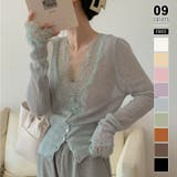 ライトブルー | 【繊細レース×シアー感】シアーレースカーディガン シアーカーディガン レースカー… | COCOMOMO