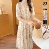 ベージュ | 【ふんわり透け感】ドットシフォンワンピース ドットワンピース ワンピース | COCOMOMO