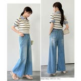 【微フレアで美脚補正】 デニムパンツ セミフレアワイドデニムパンツ | COCOMOMO | 詳細画像16 