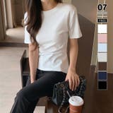 ホワイト | くびれ見えウエストギャザーTシャツ ギャザーTシャツ Tシャツ | COCOMOMO