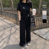 ブラック | 【上下セット】 カジュアルセットアップ パンツセットアップ | COCOMOMO