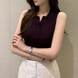 【1枚で大人っぽく決まる】 襟付きノースリーブポロニット ポロニット | COCOMOMO | 詳細画像3 