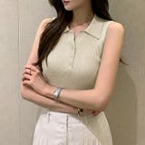 【1枚で大人っぽく決まる】 襟付きノースリーブポロニット ポロニット | COCOMOMO | 詳細画像18