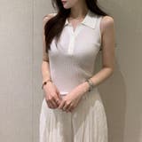 【1枚で大人っぽく決まる】 襟付きノースリーブポロニット ポロニット | COCOMOMO | 詳細画像8 