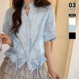 ライトブルー | 【儚げな透け感×立体フラワー】 フフラワージャガードブラウス シアーブラウス | COCOMOMO