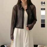 ダークグレー | ソフトな透け感。 シアーニットシャツ シアーシャツカーディガン | COCOMOMO