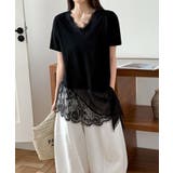 一枚で主役級の存在感。 裾レースカットソー Tシャツ | COCOMOMO | 詳細画像14 