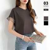 【透け感で差をつける】 袖シアーコットンTシャツ 袖チュールトップス | COCOMOMO | 詳細画像1