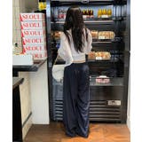 【視線を集めるウエストフリル】 ワイドパンツ ウエストフリルパンツ | COCOMOMO | 詳細画像5