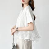 Tシャツなのにブラウス級 チュールドッキングTシャツ フリルトップス | COCOMOMO | 詳細画像12