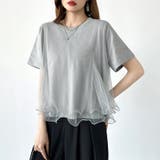 Tシャツなのにブラウス級 チュールドッキングTシャツ フリルトップス | COCOMOMO | 詳細画像6