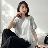 Tシャツなのにブラウス級 チュールドッキングTシャツ フリルトップス | COCOMOMO | 詳細画像2 