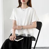 チュールドッキングTシャツ シアーフリル Tシャツ | COCOMOMO | 詳細画像6 