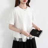 チュールドッキングTシャツ シアーフリル Tシャツ | COCOMOMO | 詳細画像9 