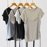 【重ね着風で一枚で完成】 キャミドッキングTシャツ Tシャツ | COCOMOMO | 詳細画像19