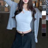 ホワイト | カットアウトアシメタンクトップ レイヤード風 タンクトップ | COCOMOMO
