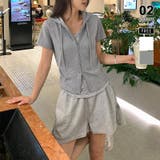 グレー | 【一枚でコーデ完成】 ドッキングパーカー フェイクレイヤード | COCOMOMO