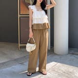 フリルで魅せる夏セットアップ 前後2wayフリルセットアップ ワイドパンツ | COCOMOMO | 詳細画像16