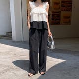 フリルで魅せる夏セットアップ 前後2wayフリルセットアップ ワイドパンツ | COCOMOMO | 詳細画像19