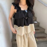 フリルで魅せる夏セットアップ 前後2wayフリルセットアップ ワイドパンツ | COCOMOMO | 詳細画像5