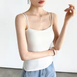 チラ見せも可愛いダブルストラップ カップ付きキャミソール キャミソール | COCOMOMO | 詳細画像3