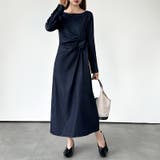 美シルエット ウエストリボンギャザーワンピース デニムライクワンピース | COCOMOMO | 詳細画像5