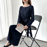 美シルエット ウエストリボンギャザーワンピース デニムライクワンピース | COCOMOMO | 詳細画像8