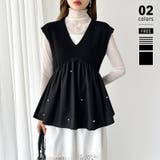 ブラック | 一枚二役で着回せる ペプラムベスト ペプラムトップス | COCOMOMO