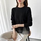 チュールを効かせた大人ニット チュールドッキング ペプラムニット | COCOMOMO | 詳細画像21