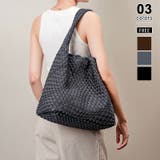 ダークグレー | ポーチ付き トートバッグ 編み込みバッグ | COCOMOMO