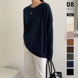 ネイビー | シルエットで魅せる大人ニット ドロップショルダーニット ニット | COCOMOMO
