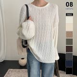 アイボリー | ゆったり大人カジュアル ケーブルニット ケーブル編み | COCOMOMO
