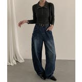 カーブワイドデニムパンツ カーブパンツ カーブデニム | COCOMOMO | 詳細画像22 