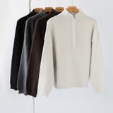 ジップを隠したミニマルデザイン ハーフジップニット セーター | COCOMOMO | 詳細画像28