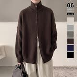 ダークブラウン | ダブルジップカーディガン オーバーサイズ ニットカーディガン | COCOMOMO