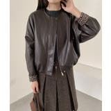 レオパードカフスフェイクレザーブルゾン フェイクレザージャケット ヒョウ柄 | COCOMOMO | 詳細画像7 