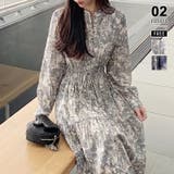 ライトグレー | プリントワンピース ロングワンピース トワルドジュイ風 | COCOMOMO