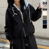 ブラック | フェイクレイヤードパーカーブルゾン アウター マウンテンパーカー | COCOMOMO