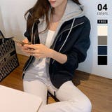 ネイビー | フェイクレイヤードパーカーブルゾン アウター マウンテンパーカー | COCOMOMO