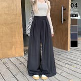 ブラック | タックワイドパンツ ワイドパンツ タック | COCOMOMO