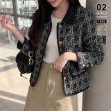ブラック | ツイードジャケット ショートジャケット アウター | COCOMOMO