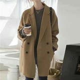 キャメル | ダブルブレスト チェスターコート ミドル丈 ショート丈コート アウター | COCOMOMO
