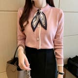 ニットブラウス スカーフタイ オフィスカジュアル | COCOMOMO | 詳細画像2 