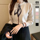 ベージュ | ニットブラウス スカーフタイ オフィスカジュアル | COCOMOMO