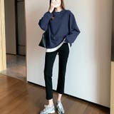 レディース トップス レイヤード スウェット Free 長袖 綿 ゆったり | COCOMOMO | 詳細画像8