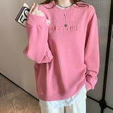 ピンク | レディース トップス レイヤード スウェット Free 長袖 綿 ゆったり | COCOMOMO