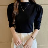 パフショルダーニット オフィスカジュアル 五分袖 | COCOMOMO | 詳細画像12 