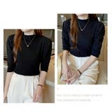 パフショルダーニット オフィスカジュアル 五分袖 | COCOMOMO | 詳細画像14 