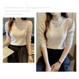 パフショルダーニット オフィスカジュアル 五分袖 | COCOMOMO | 詳細画像8 